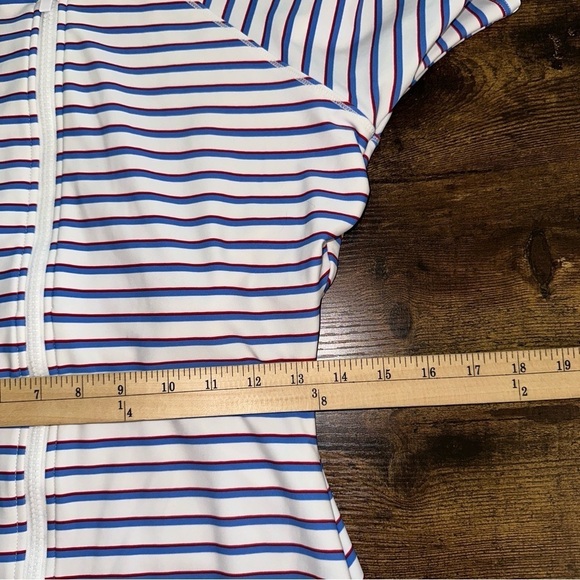 Kona Sol Women's Swim White Blue Large Rash Guard One Piece Stretch Swimsuit - Picture 4 of 10